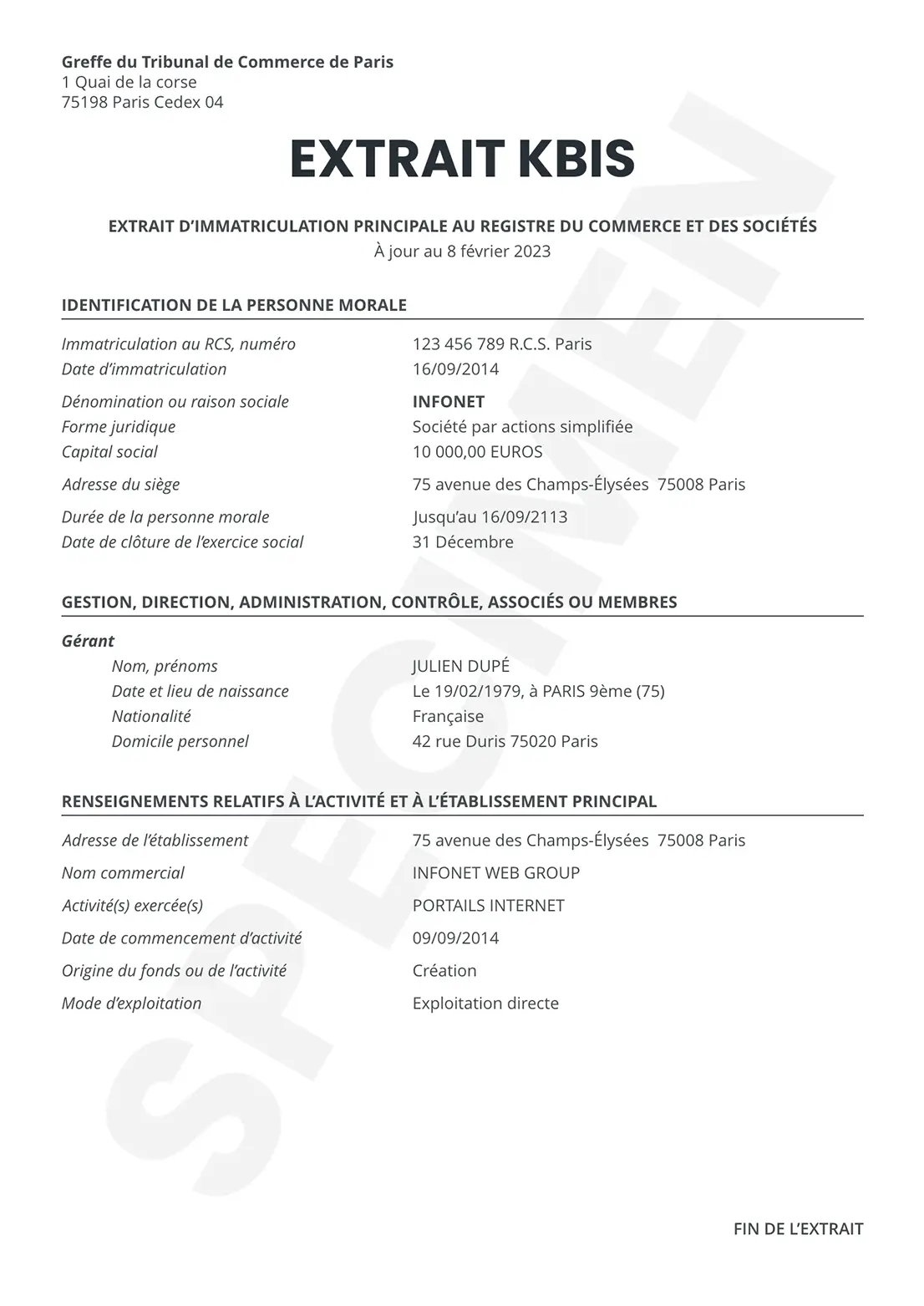 Exemple Extrait Kbis